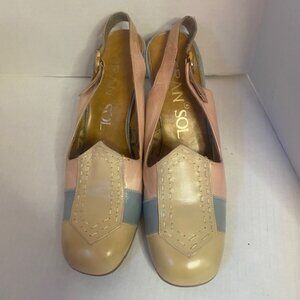 Vintage GRAN SOL wedge slingback women's shoes, size 8 M